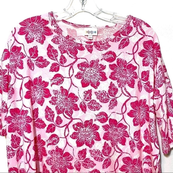 LuLaRoe Irma Pink  Polyester Spandex Tunic Shirt  Women's XXS Flowers - Picture 2 of 6
